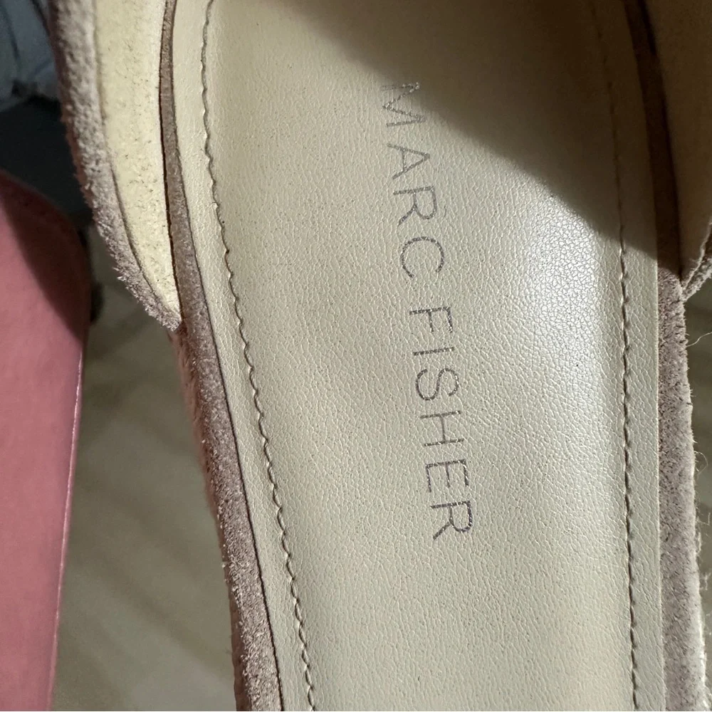 Marc Fisher Adalyn Espadrille Wedges Taupe 8.5 M Womens Platform Suede Sandals‎